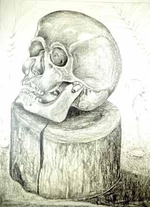 Malerei mit dem Titel "Cranium of a Death…" von Heinz Sterzenbach, Original-Kunstwerk,