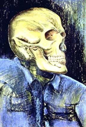 Ζωγραφική με τίτλο "Grinning Death" από Heinz Sterzenbach, Αυθεντικά έργα τέχνης, Παστέλ