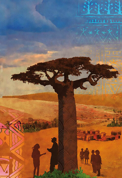 Digital Arts titled "Sous le baobab" by Hel Swynghedauw, Original Artwork, Photo Montage
