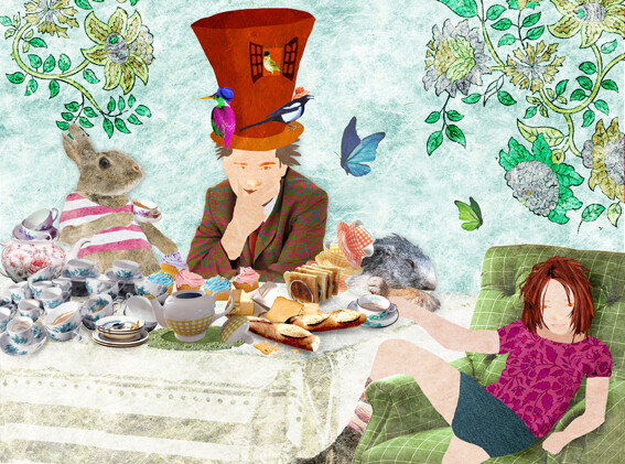 Digital Arts titled "Alice et le gouter…" by Hel Swynghedauw, Original Artwork, Collages
