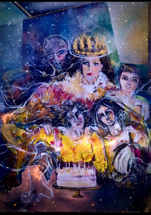 Pittura intitolato "selfie" da Hala Hedhili, Opera d'arte originale, Acrilico