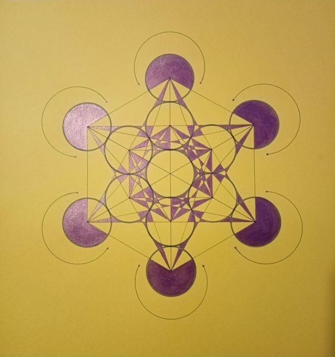 Painting titled "Cube de Métatron vi…" by Hélène Gajac, Original Art, Acrylic