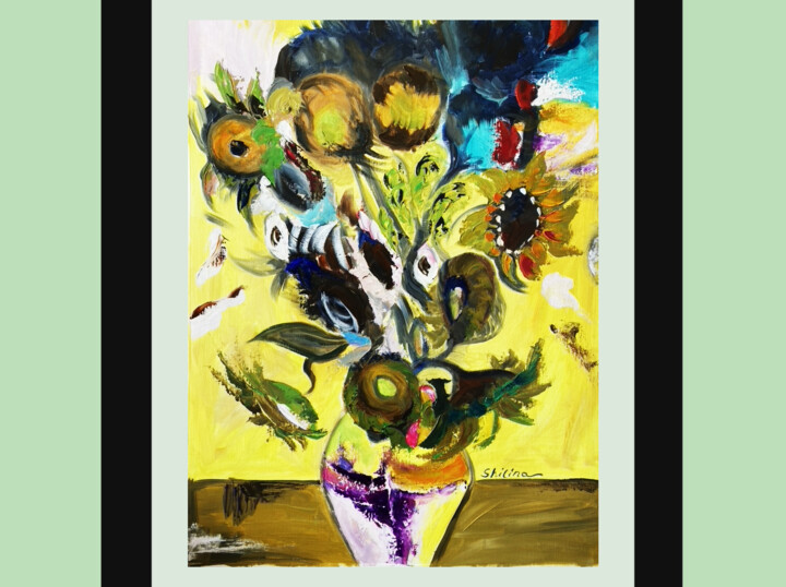 Pintura titulada "Flower Large Oil Pa…" por Helen, Obra de arte original, Oleo
