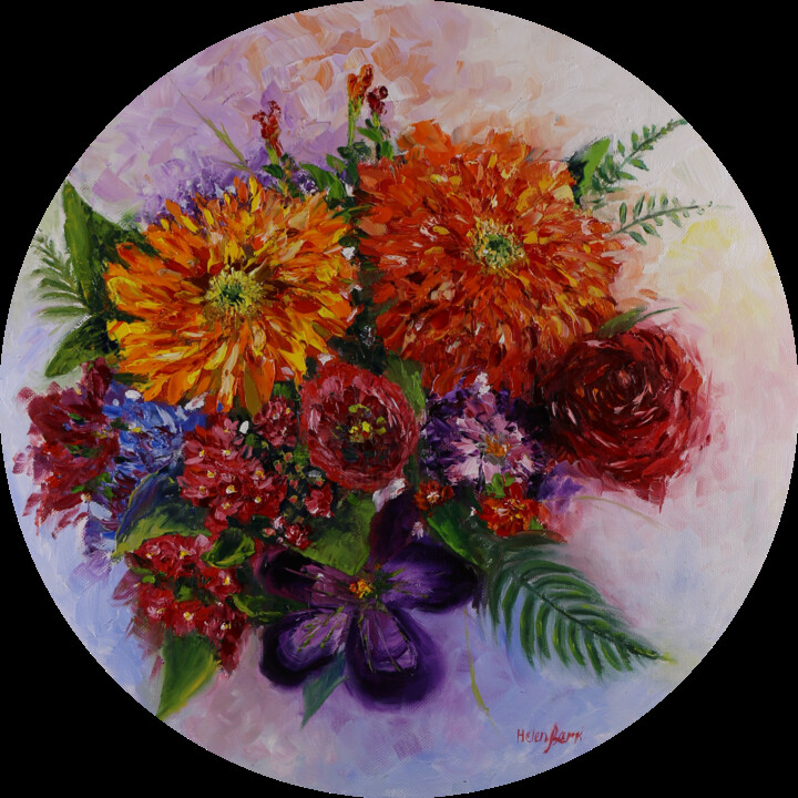 Painting titled "Bouquet Painting Fl…" by Helen Berk, Original Artwork, Oil