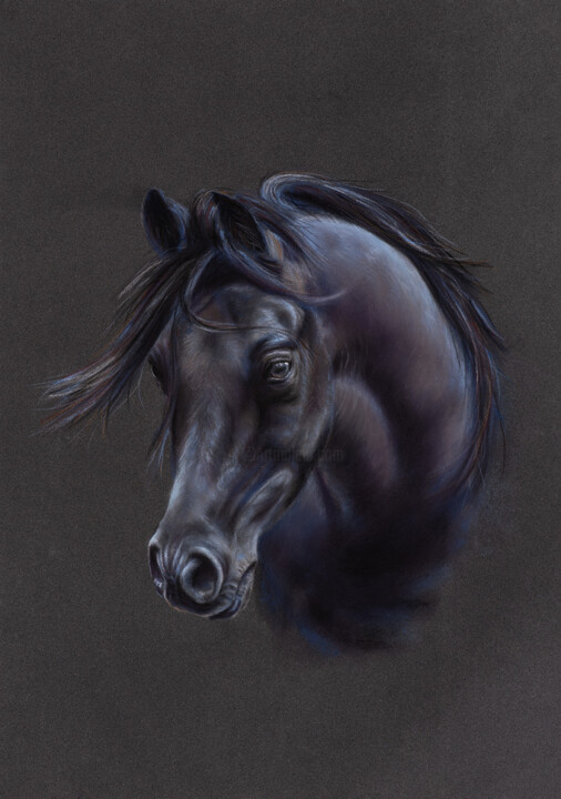 Dessin intitulée "Black Magic" par Helen Coulter, Œuvre d'art originale, Pastel Monté sur Autre panneau rigide