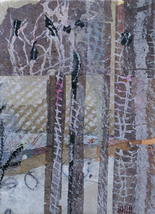 Collages intitulée "Douceur d'hiver I" par Helen Hill, Œuvre d'art originale, Collages