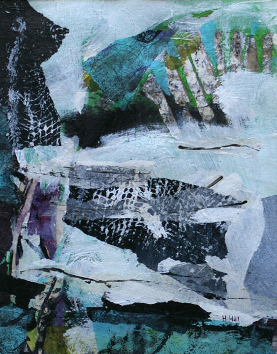 Collages titled "L'hiver I" by Helen Hill, Original Artwork, Collages Mounted on Cardboard