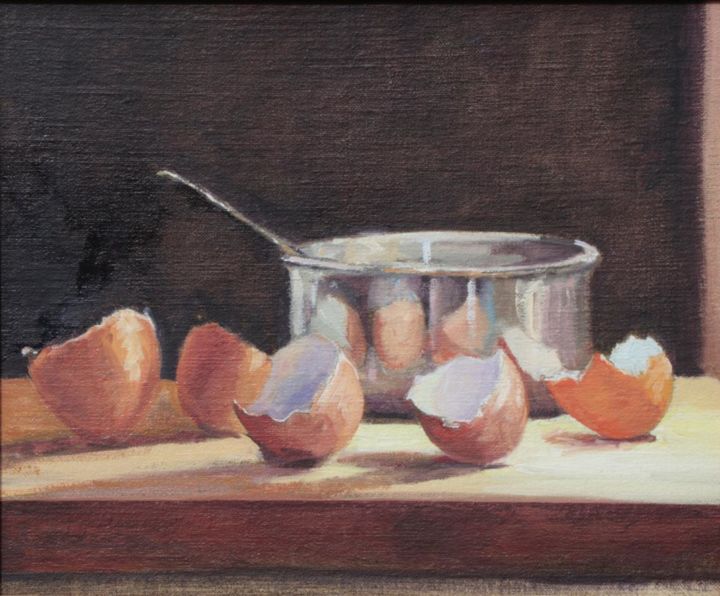 Painting titled "Scrambled egg" by Helen Kerry, Original Artwork, Oil