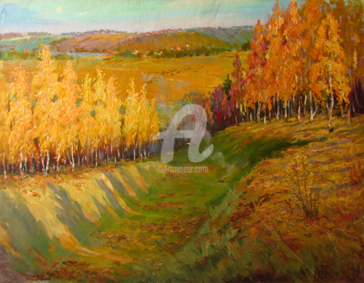 Painting titled "Ravine" by Helen Kishkurno, Original Artwork, Oil