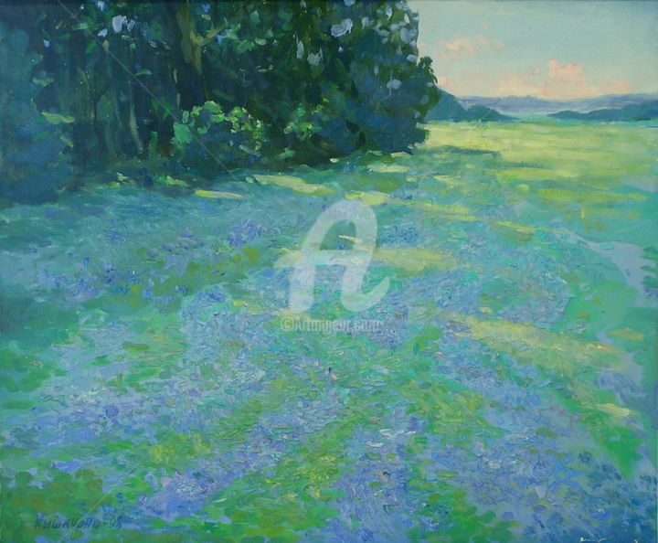 Картина под названием "Blue Morning" - Helen Kishkurno, Подлинное произведение искусства, Масло