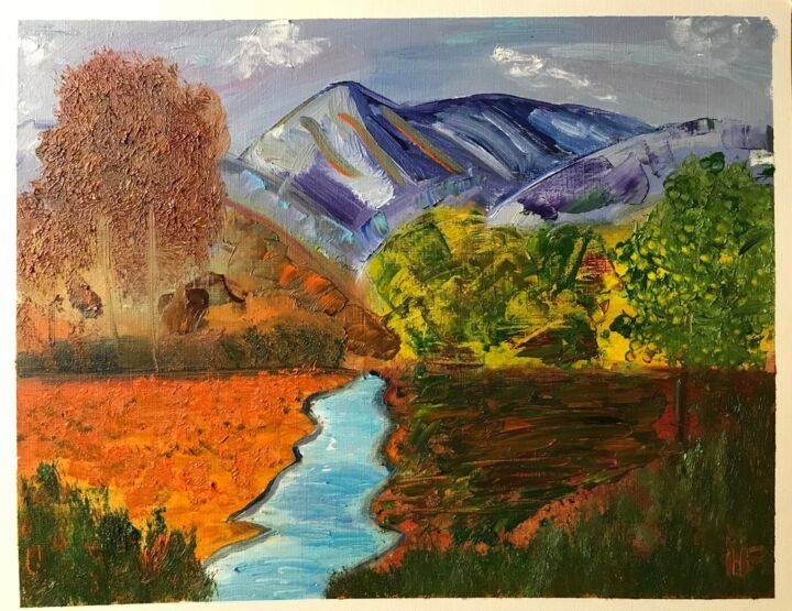 Painting titled "abstract landscape" by Helen Phagava, Original Art, Oil