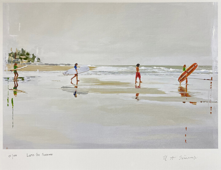 Printmaking titled "Let's Go Surfing Li…" by Helen Sinfield, Original Artwork, Acrylic
