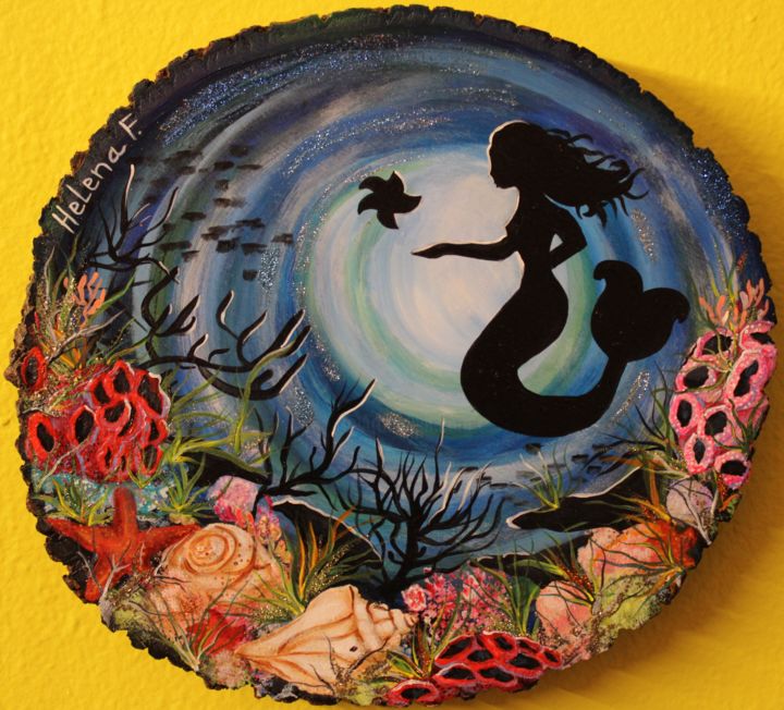 Painting titled "Mermaid" by Helena Faitelson, Original Artwork, Acrylic