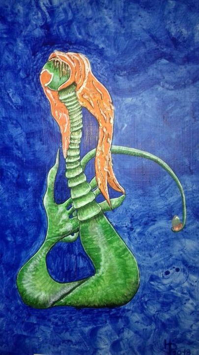 Картина под названием "Skřítek Kobold" - Helena Petřinová, Подлинное произведение искусства, Акрил