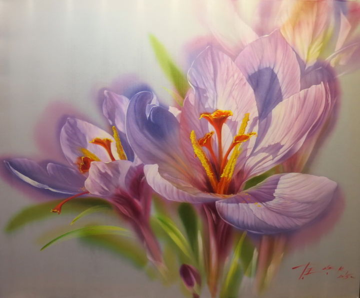 Картина под названием "Saffron" - Helena Tener, Подлинное произведение искусства, Акрил
