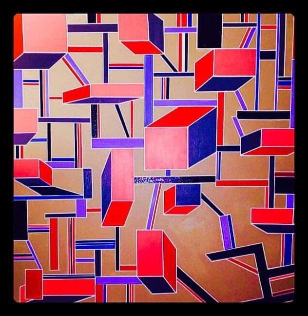Peinture intitulée "Cubes en couleurs" par Lna, Œuvre d'art originale, Acrylique Monté sur Châssis en bois