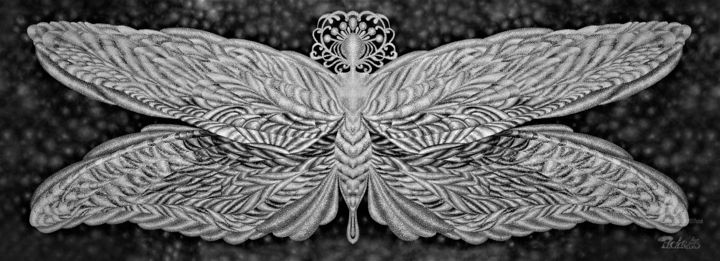 Arts numériques intitulée "Butterfly. Black an…" par Helena Lose, Œuvre d'art originale, Peinture numérique