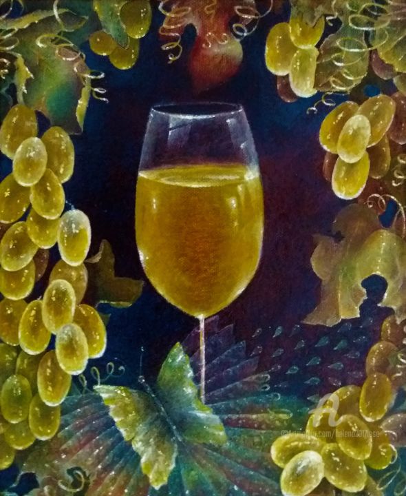 Malerei mit dem Titel "Grapes. Fantasy." von Helena Lose, Original-Kunstwerk, Öl