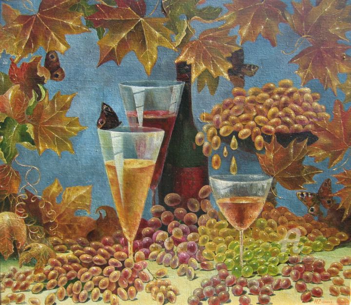 Painting titled "Taste of Autumn." by Helena Lose, Original Artwork, Oil