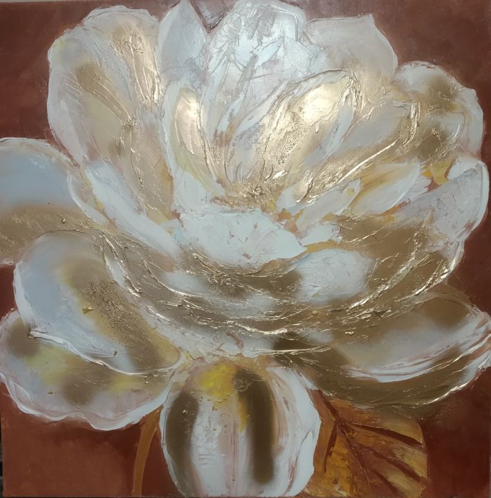 Картина под названием "Golden Flower" - Elena Bagautdinova, Подлинное произведение искусства, Масло Установлен на Деревянная…