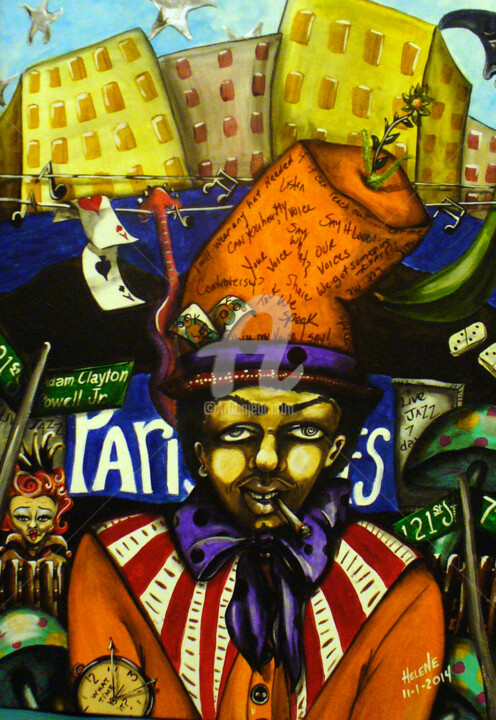 Painting titled "The Mad Hatter Hits…" by Helene, Original Artwork, Acrylic