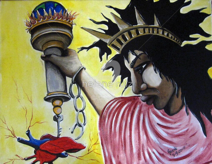 Painting titled "Lady Liberty" by Helene, Original Artwork, Acrylic