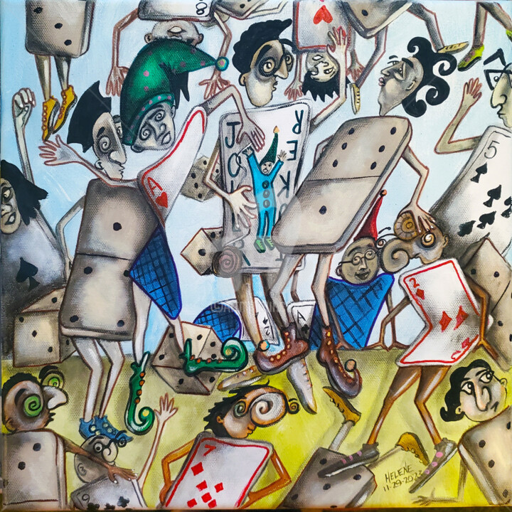 Painting titled "The Game Life" by Helene, Original Artwork, Acrylic