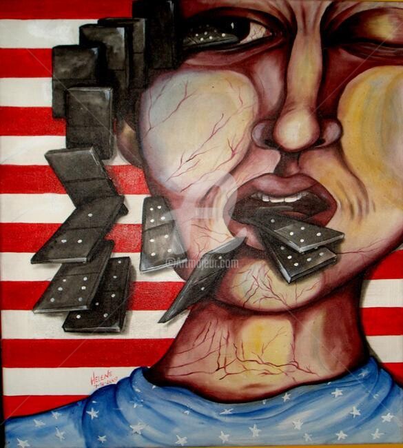 Malerei mit dem Titel "america is fallin l…" von Helene, Original-Kunstwerk, Acryl