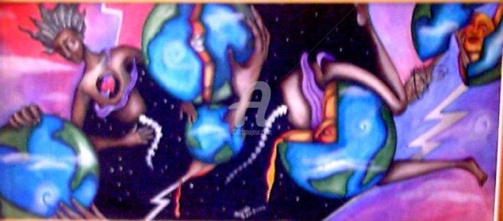Painting titled "the world splits em…" by Helene, Original Artwork