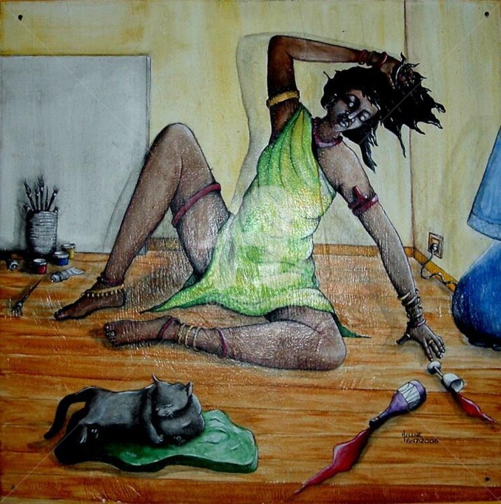 Painting titled "b4 a painting....me…" by Helene, Original Artwork