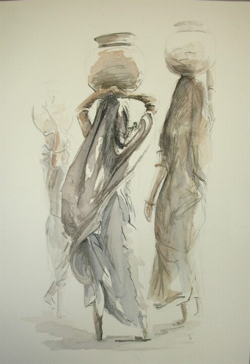Pintura titulada "Femmes drapées" por Hélène Avot, Obra de arte original, Tinta