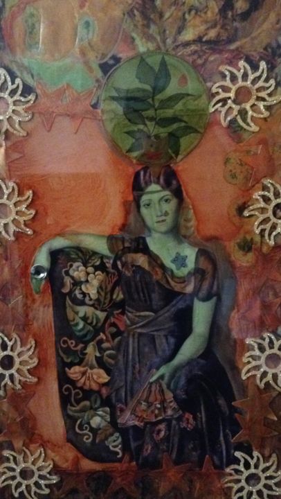 Painting titled "Queen malachite" by Helene Chabaud / Billiotte, Original Artwork
