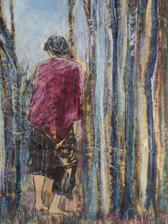 Malerei mit dem Titel "Forêt" von Hélène De Laborderie, Original-Kunstwerk, Pastell