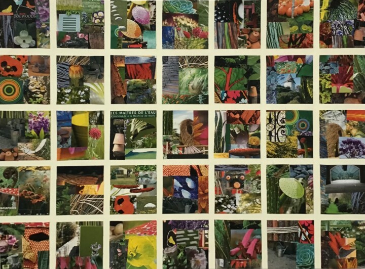 Collagen mit dem Titel "Jardins" von Hélène Ducos, Original-Kunstwerk, Collagen