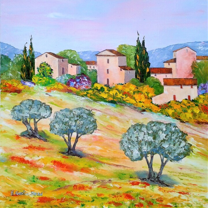 Painting titled "L'art de vivre en P…" by Hélène Gastin-Mozol, Original Artwork, Oil