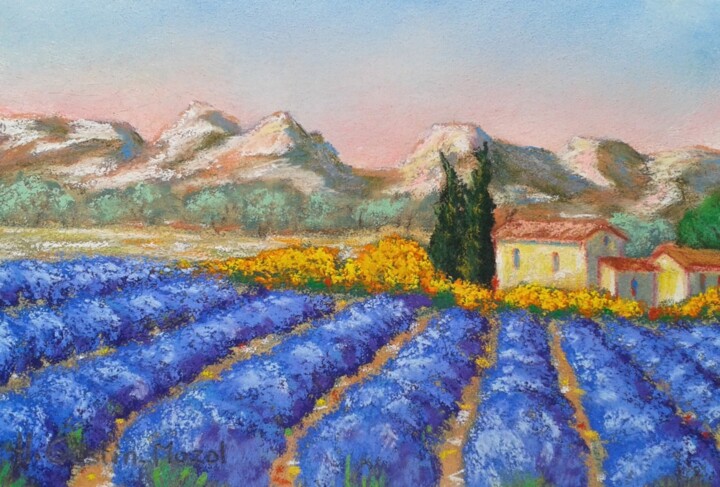 Peinture intitulée "L'Eté en Provence" par Hélène Gastin-Mozol, Œuvre d'art originale, Pastel Monté sur Autre panneau rigide