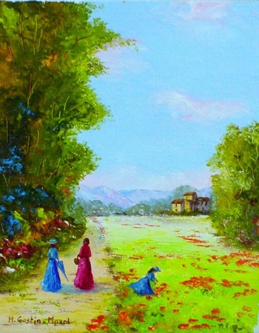 Painting titled "Joli mois de Mai" by Hélène Gastin-Mozol, Original Artwork, Oil