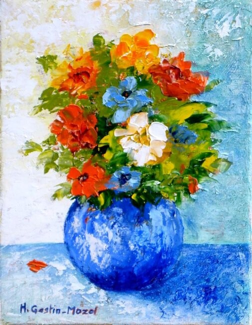 Pintura titulada "Gai bouquet" por Hélène Gastin-Mozol, Obra de arte original