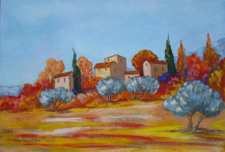 Peinture intitulée "Automne en Provence" par Hélène Gastin-Mozol, Œuvre d'art originale, Pastel