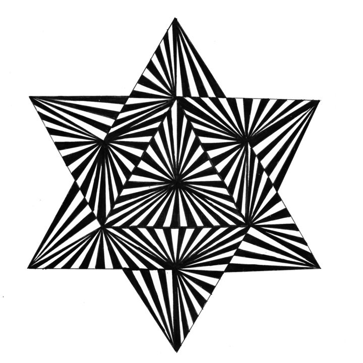 Drawing titled "Star Of David" by Hélène Gondelle, Original Artwork, Ink