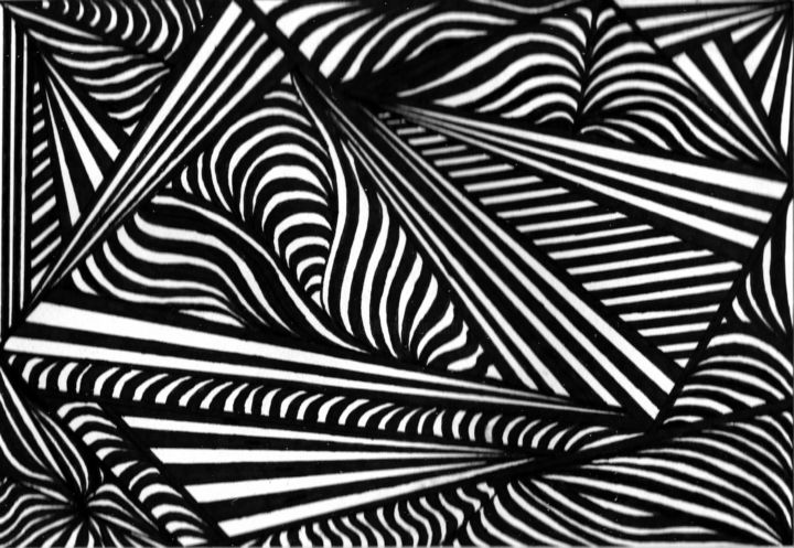 Dessin intitulée "Triangles & Lines" par Hélène Gondelle, Œuvre d'art originale, Encre