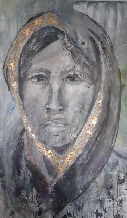 Peinture intitulée "Femme du désert" par Hélène Lentini, Œuvre d'art originale, Acrylique