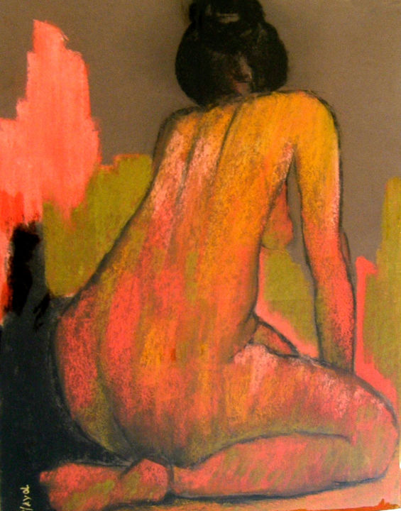 Painting titled "Nu de dos" by Hélène Mayol, Original Artwork, Other