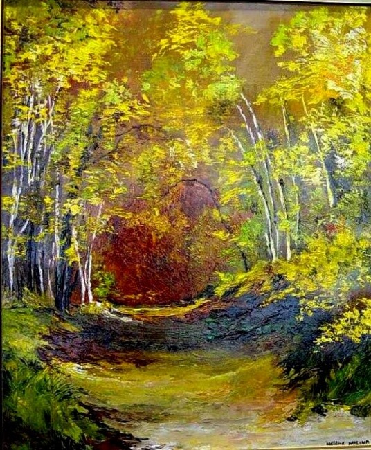 Peinture intitulée "forêt" par Hélène Molina, Œuvre d'art originale, Huile