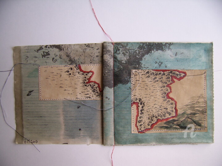 Peinture intitulée "livre-journal-carte…" par Hélène Mongin, Œuvre d'art originale, Acrylique