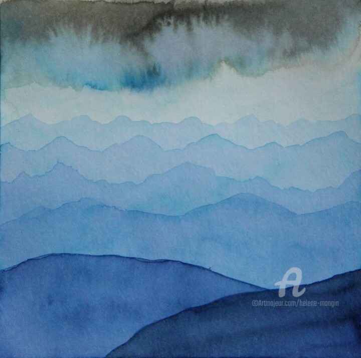 제목이 "Paysage de montagne…"인 미술작품 Hélène Mongin로, 원작, 잉크