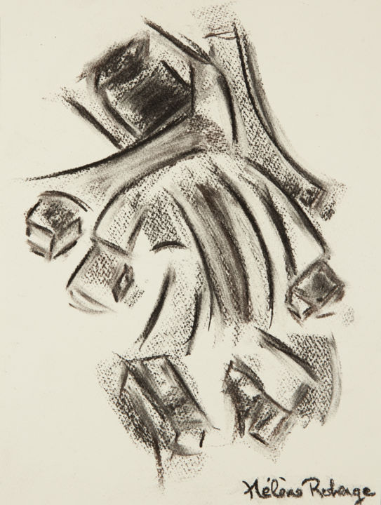 Drawing titled "Fusa" by Hélène Roberge, Original Artwork, Charcoal