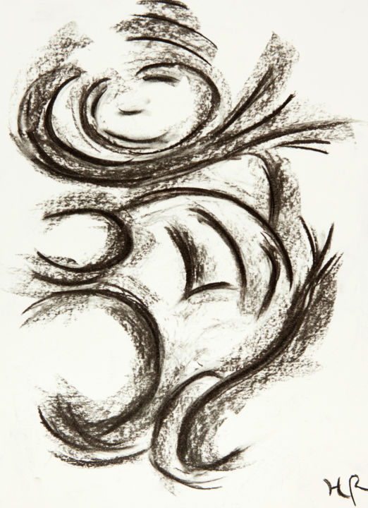 Drawing titled "Danz" by Hélène Roberge, Original Artwork, Charcoal