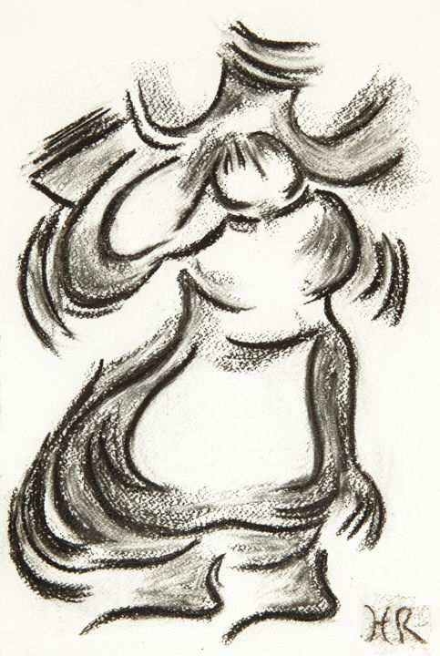 Dibujo titulada "Dama" por Hélène Roberge, Obra de arte original, Carbón