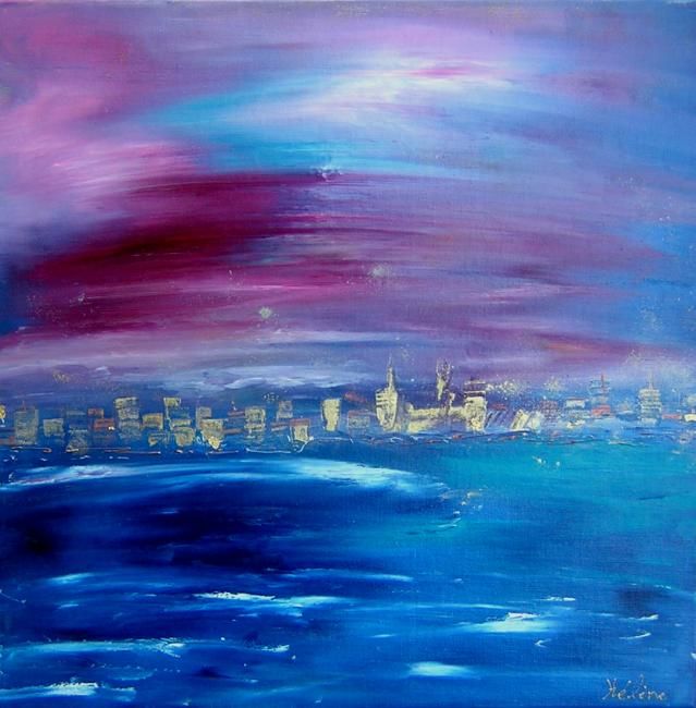 Painting titled "Atlantic city" by Helene Rousselot, Original Artwork